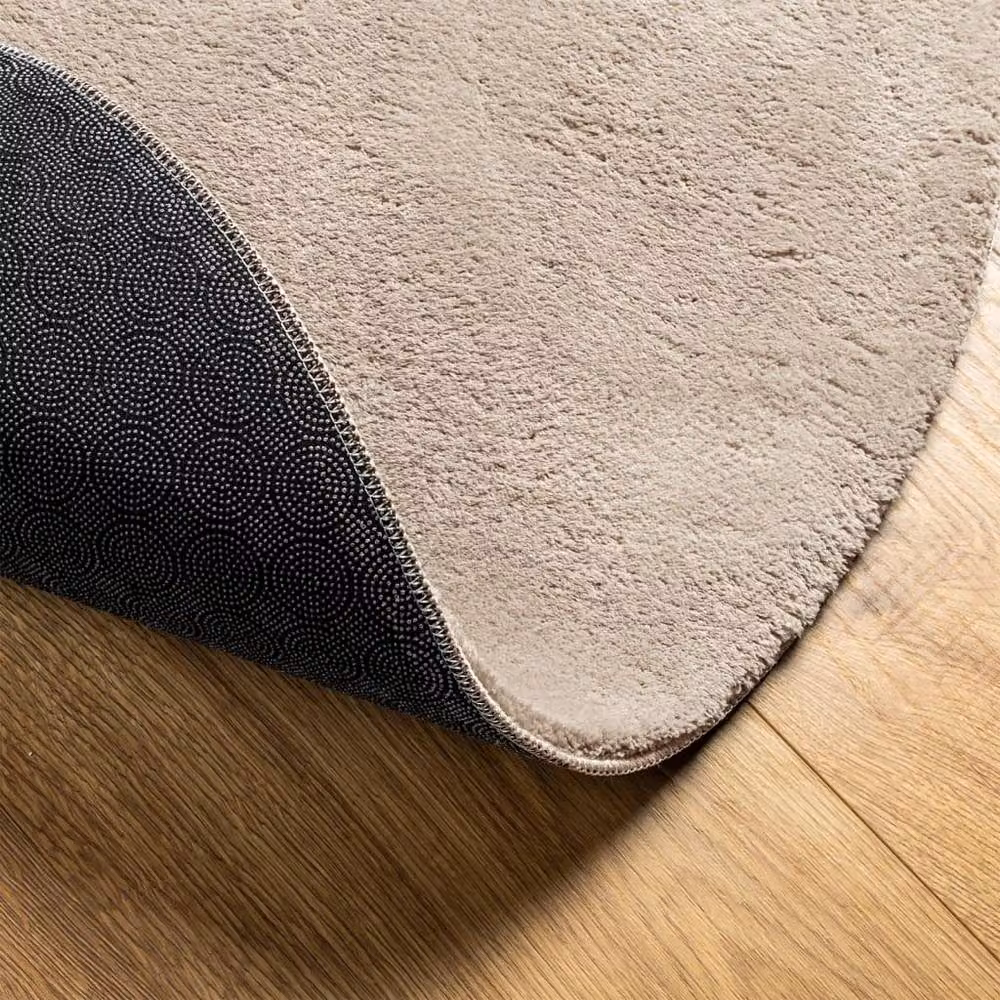 Berkfield Home HUARTE Round Short Pile Washable Rug in Sand, Diameter: 80 cm – 3