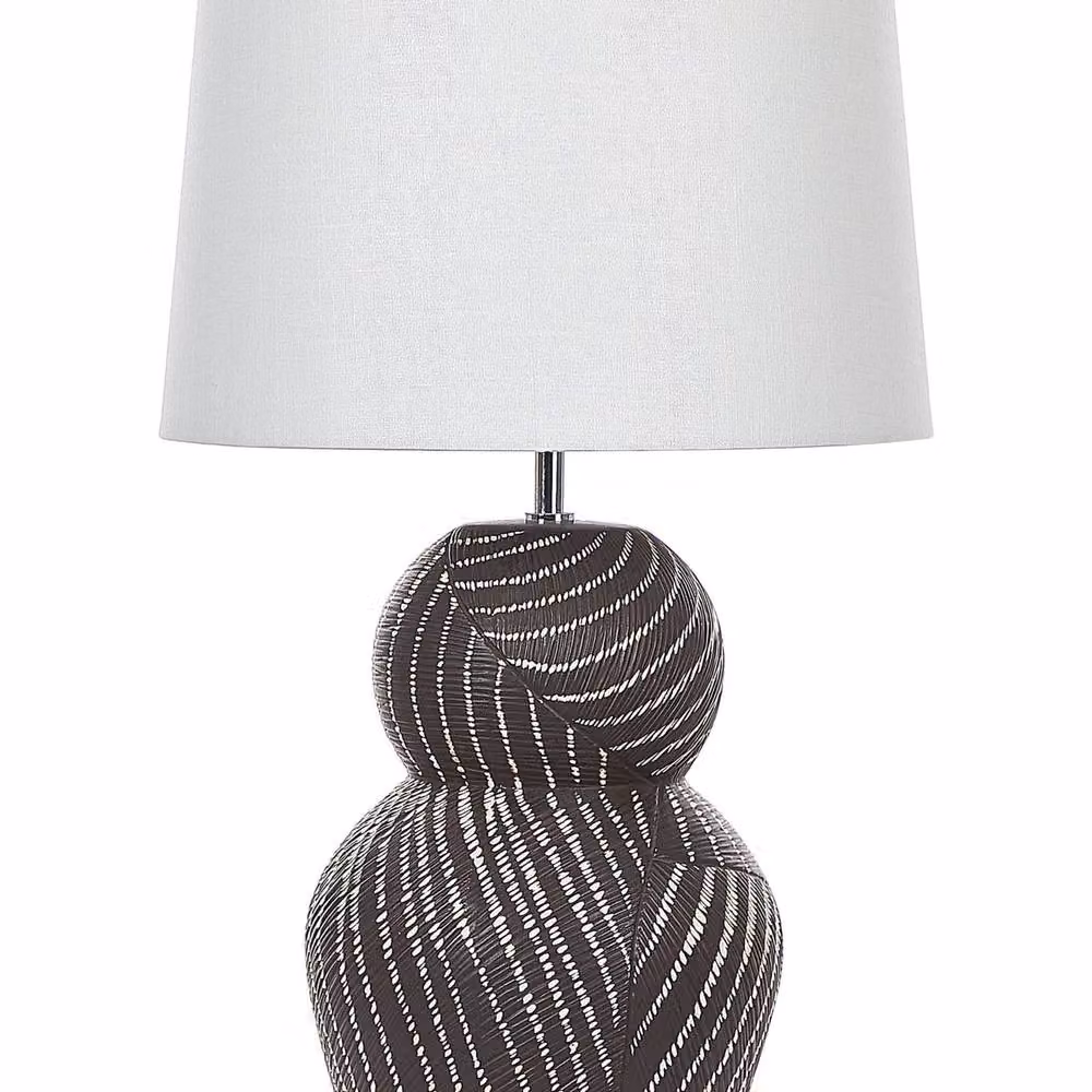 Wyld and Coco Black Ceramic Table Lamp with White Fabric Shade, Height: 63 cm – 2