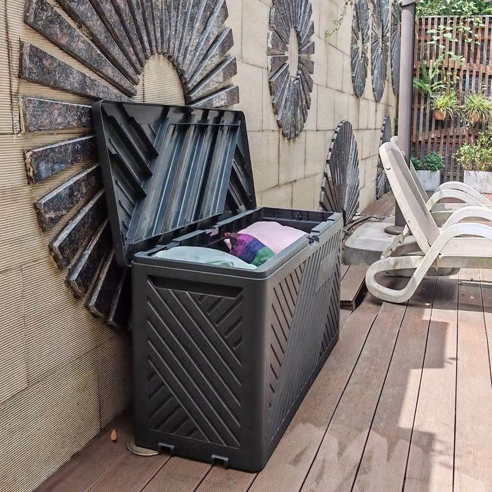 Gr8 Garden 280L Plastic Garden Storage Box with Lid and Castors in Anthracite Grey – 4