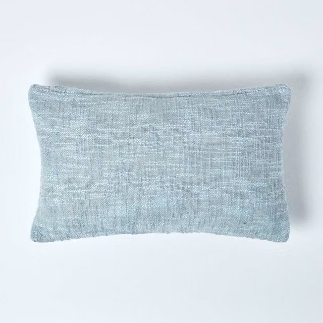 Homescapes Nirvana Cotton Cushion Cover in Grey and Blue, 50 cm