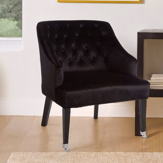 Interiors by Premier Darwin Black Velvet Tub Lounge Chair with Armrests