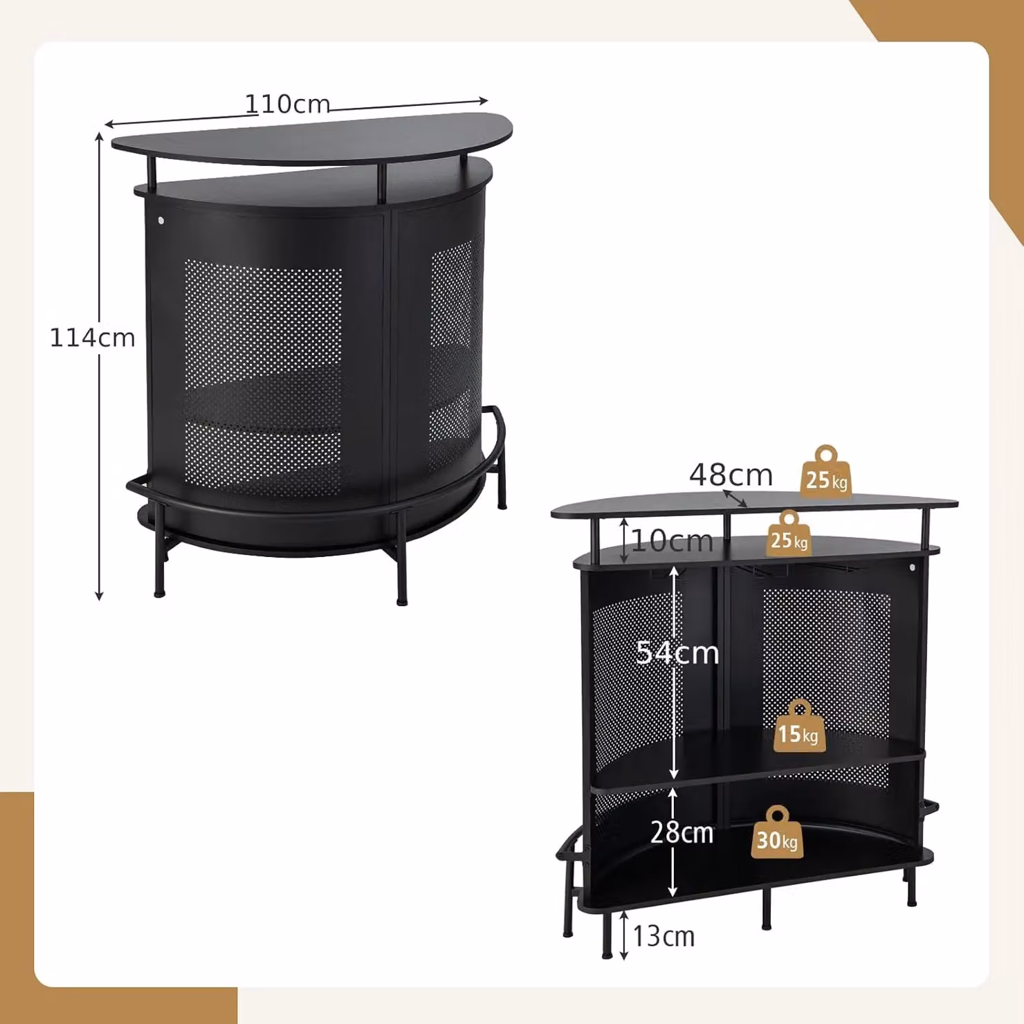 Gymax 4-Tier Industrial Home Bar Unit with Metal Storage Shelves and Footrest in Black – 6