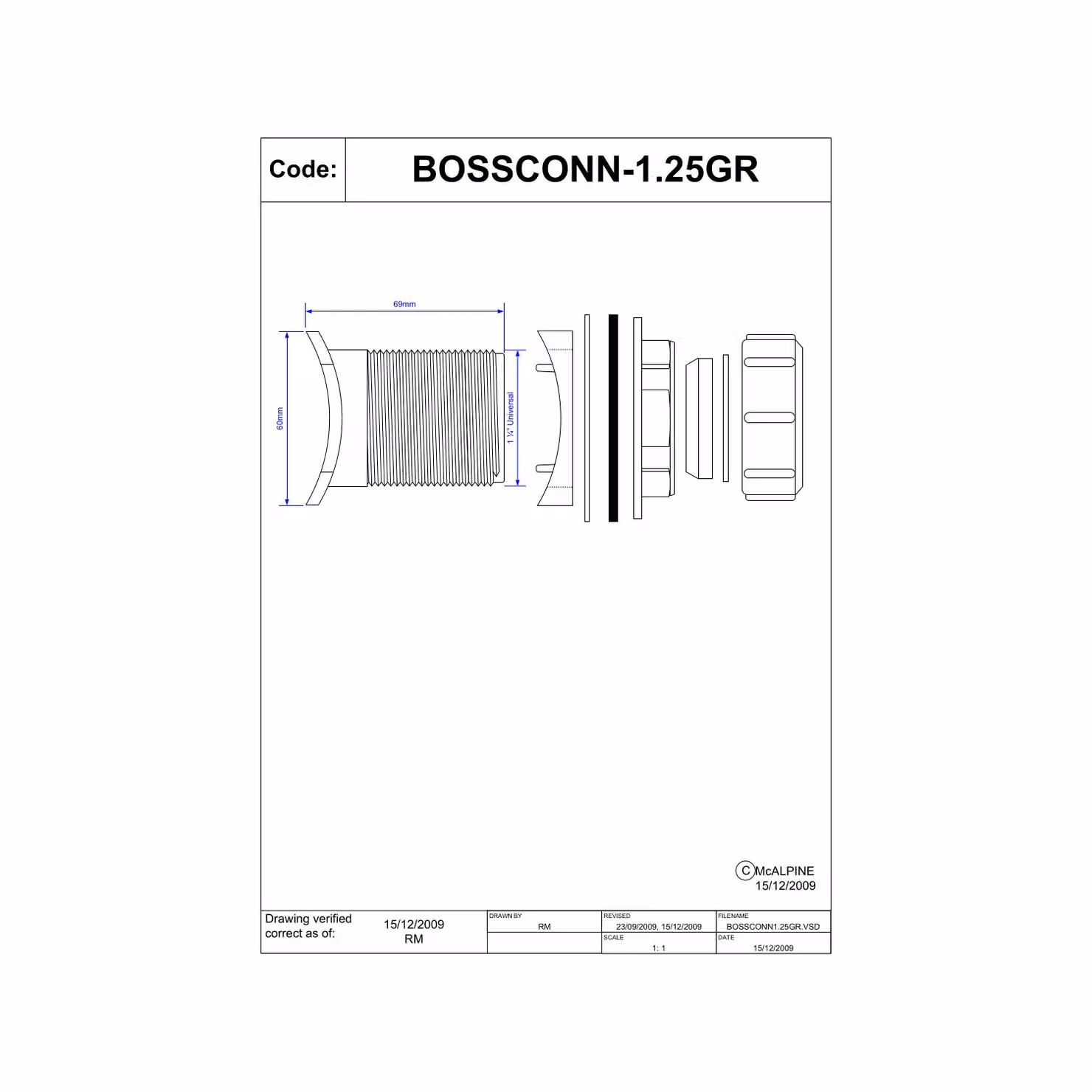 McAlpine Grey Mechanical Soil Boss Connector for 1.25 inch Pipe – 2