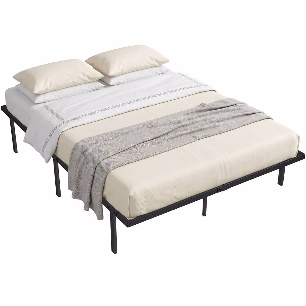 STILVORA King Bed Frame with Underbed Storage in Black Metal – 3
