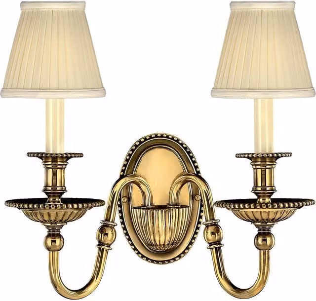 Netlighting Cambridge 2 Light Indoor Candle Wall Light in Burnished Brass and Yellow with E14 Base