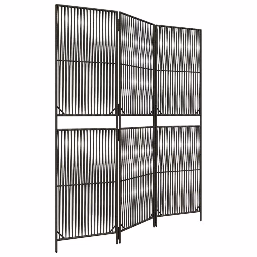 Berkfield Home 3 Panel Grey Poly Rattan and Metal Room Divider – 2