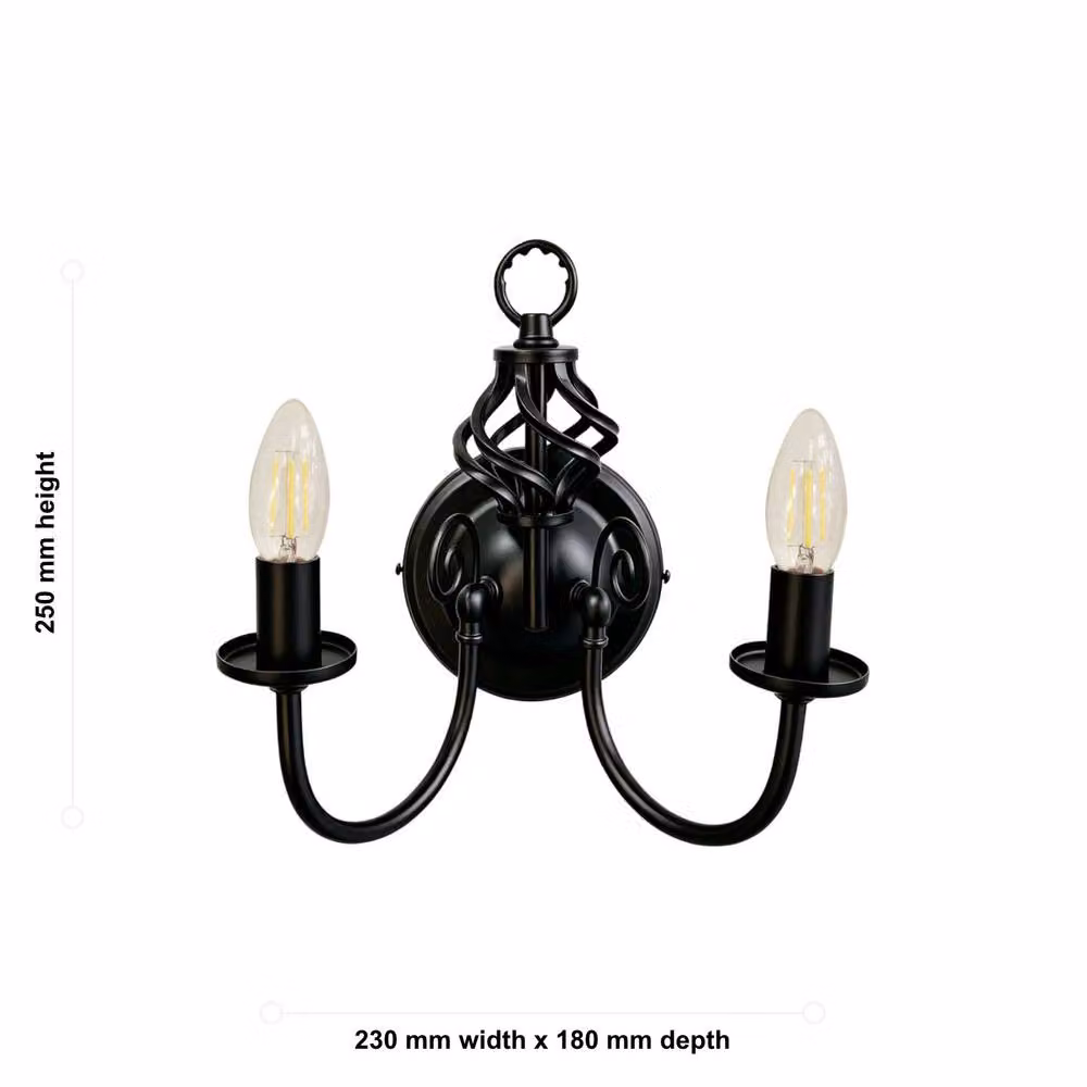 First Choice Lighting Barley Twist Black LED Wall Light – 4