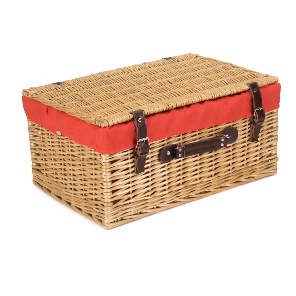 Red Wicker Picnic Basket Hamper with Cotton Lining, 51 cm – 2