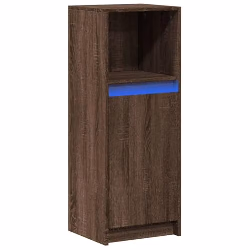 vidaXL Modern Sideboard with Integrated LED Lighting in Brown Oak, W/D/H: 34 x 38 x 100 cm