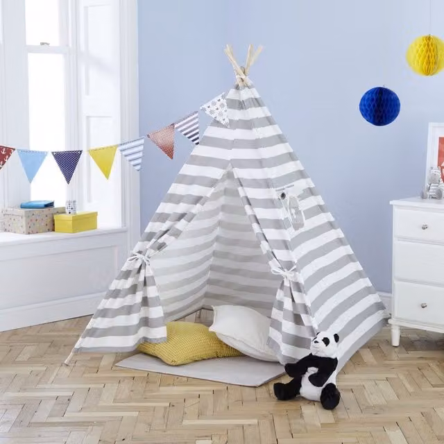 Neo Canvas Kids Indian Teepee Tent in Grey