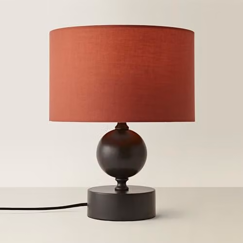 ValueLights Anthony Candlestick Table Lamp with Rust Drum Fabric Shade – 1