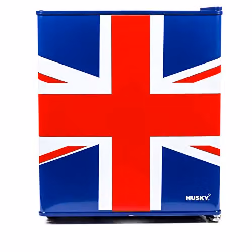 Husky 43L Union Flag Mini Fridge in Black and Multicolour