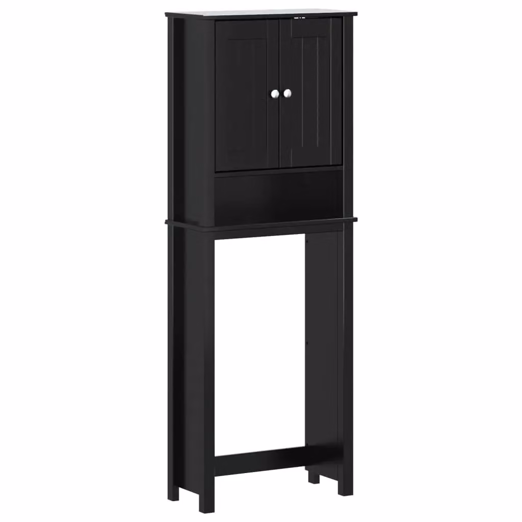 Berkfield Home BERG Over-the-Toilet Bathroom Storage Unit in Black Solid Pine Wood, W/D/H: 60 x 27 x 164.5 cm – 2