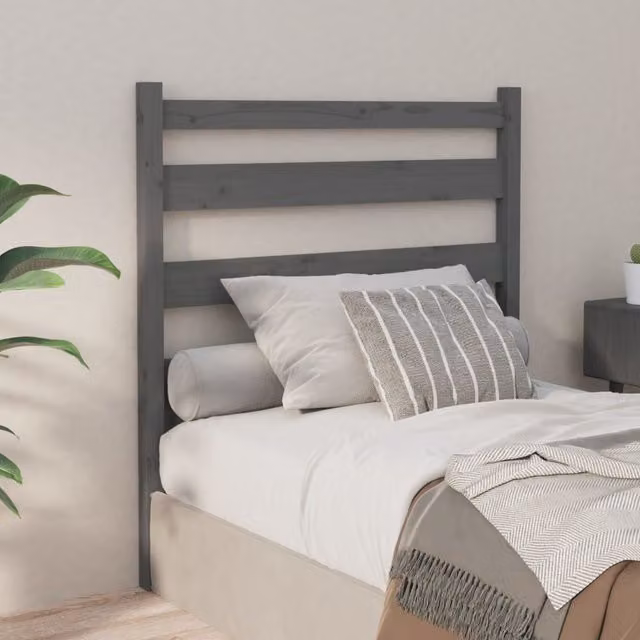 Berkfield Home Grey Rustic Solid Pine Wood Bed Headboard W/D/H: 96 x 4 x 100 cm – 1