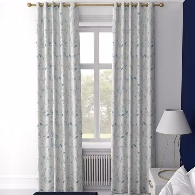 Terrys Made to Measure Blackout Fabric Panel with Floral Design in Blue and Purple