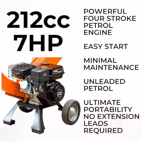 Ark Mat 7HP Petrol Wood Chipper with 212cc Engine in Orange – 5