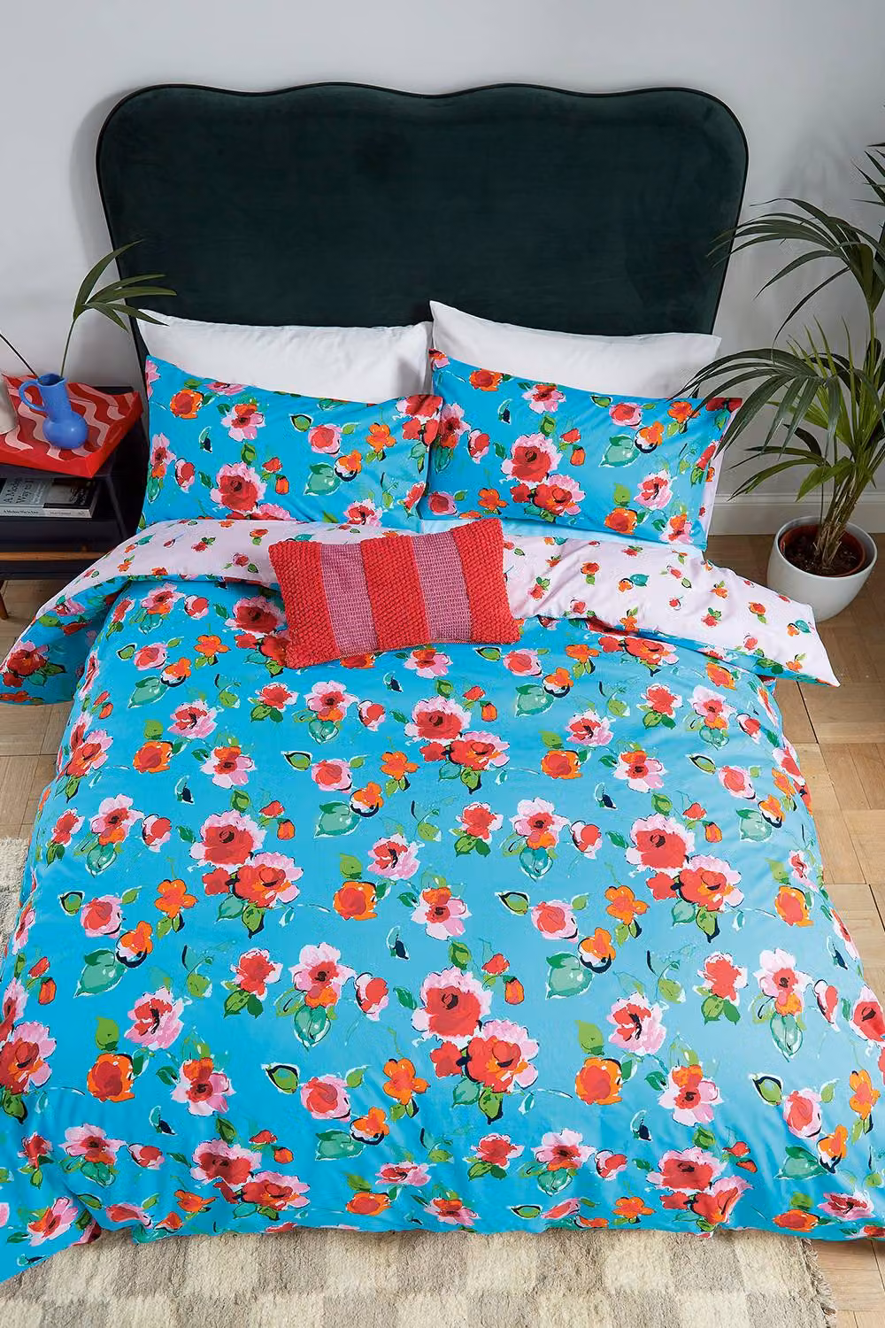 Helena Springfield Rosie Reversible Cotton Floral Duvet Cover and Pillowcase Set, Multicolour, W: 90 cm, L: 200 cm – 3