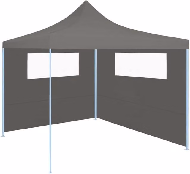 Berkfield Home Gazebo Sidewalls with Windows, 2 Piece Set, Anthracite Dark Grey Polyester and PVC – 1
