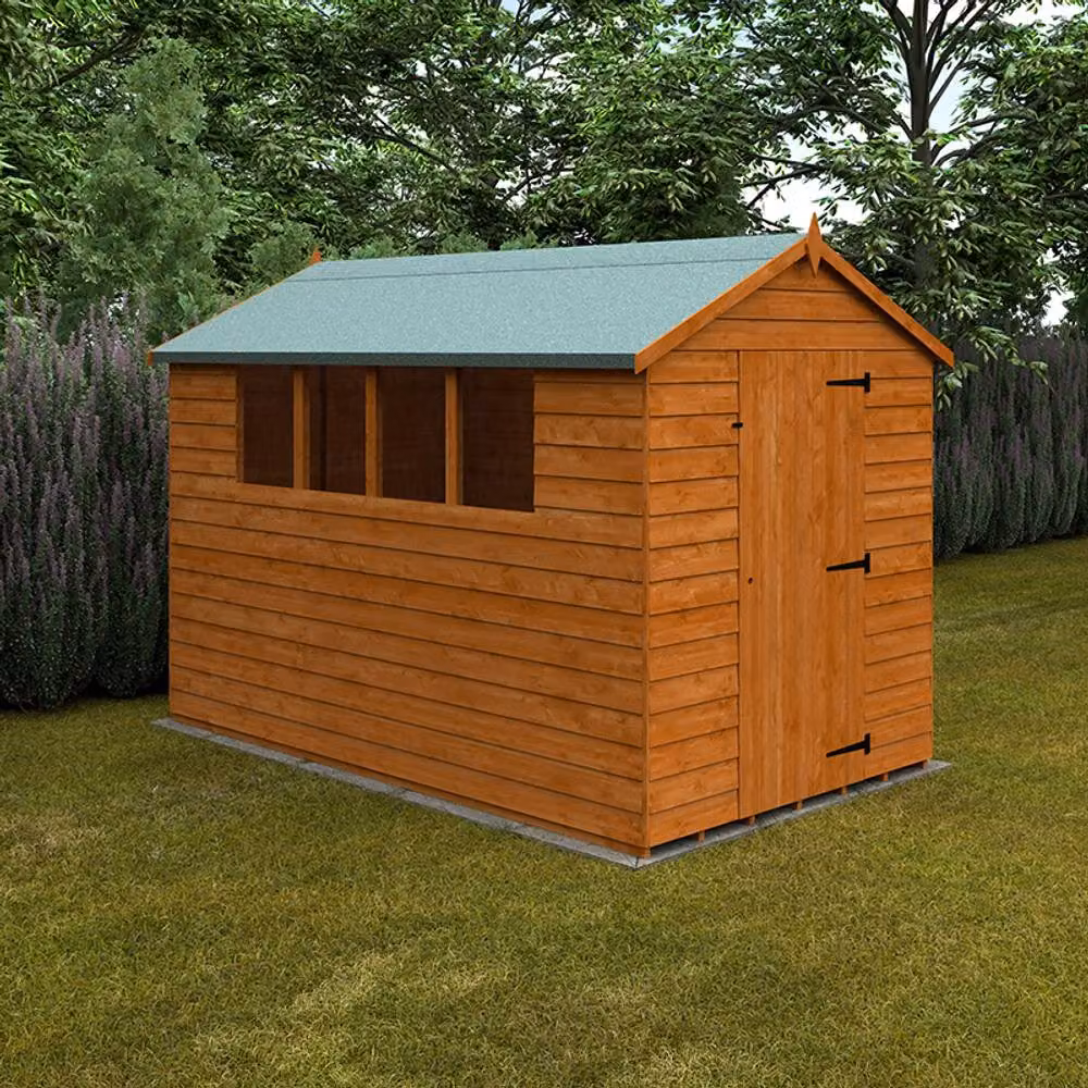 Buttercup Farm Budget Apex 9mm Wooden Garden Shed in Burnt Orange, W: 304.8 cm, D: 182.88 cm, H: 217.9 cm – 2