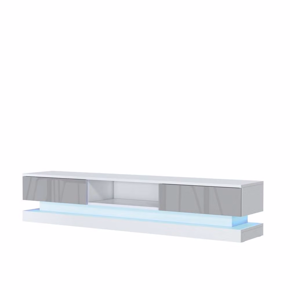 Mex Furniture LTD Bloom TV Unit with White and Grey Gloss Doors and LED Lights, W: 180 cm, H: 36 cm, D: 35 cm – 4