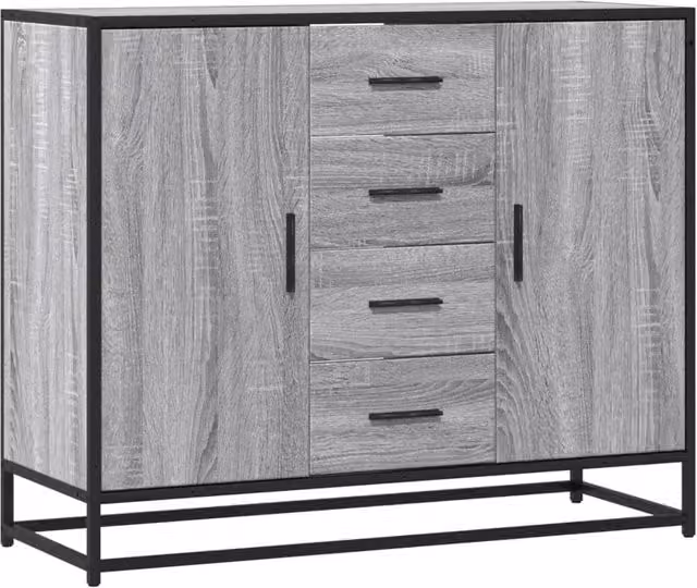 Berkfield Home Grey Sonoma Sideboard in Engineered Wood, W/D/H: 92 x 35 x 76 cm – 1