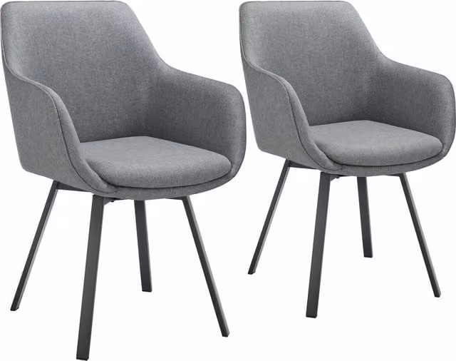 tectake Alicon Dining Chair - Padded Swivel Armchair with Large Backrest in Anthracite Grey