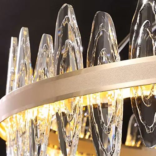WDW Ring Chandelier in Gold and Transparent Crystal with Dimmable LED and Remote Control – 2
