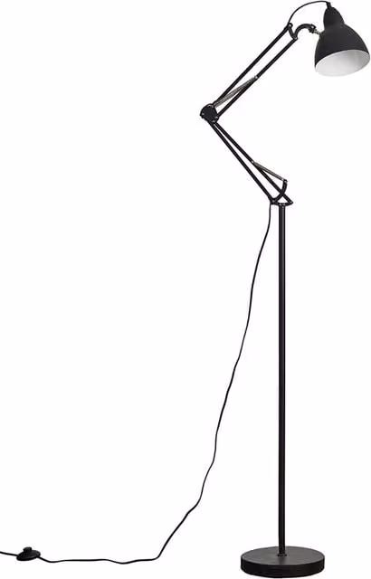 ValueLights Noya Black Metal Floor Lamp with Adjustable Dome Shade
