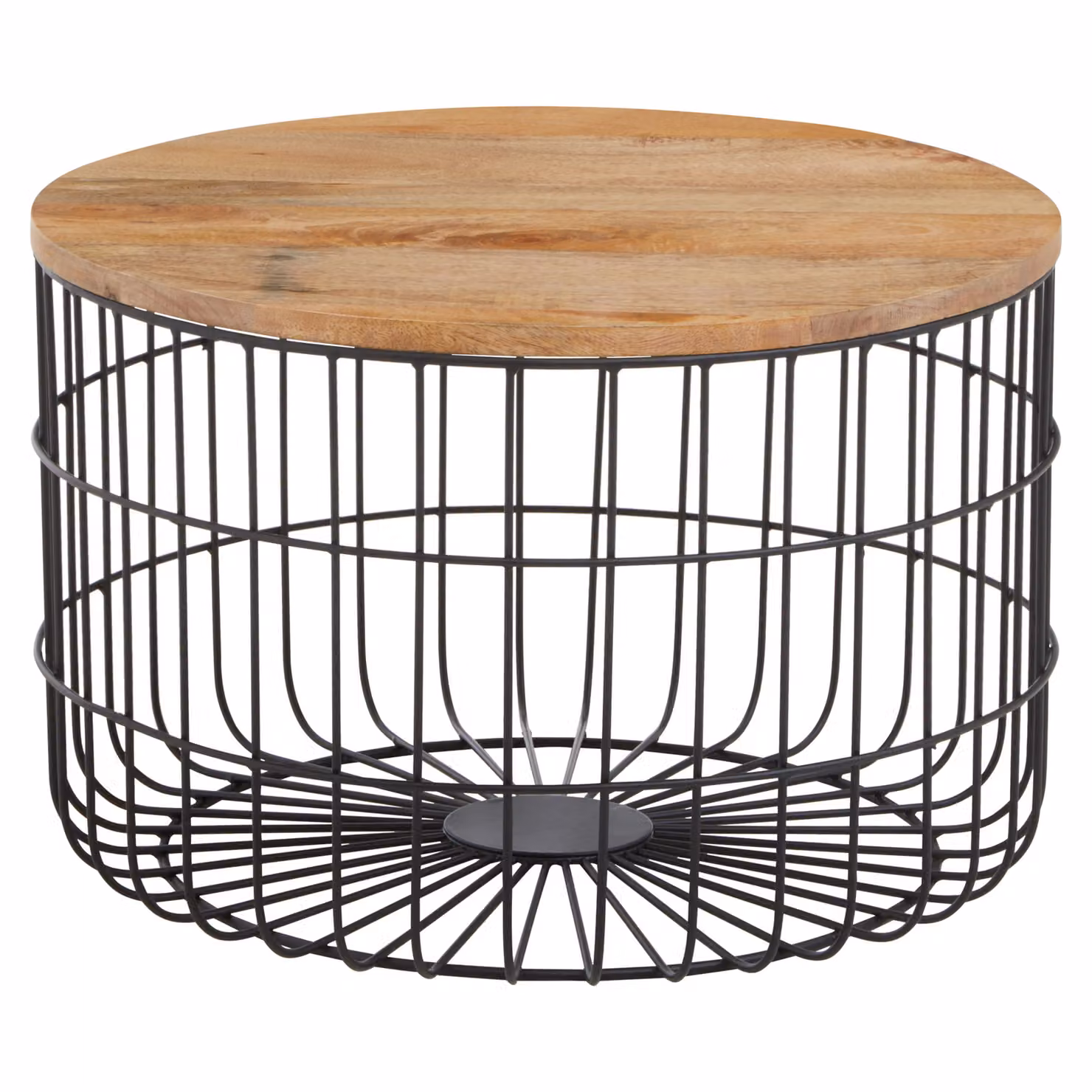Orsina Mango Wood Side Table with Black Metal Cage Design, W/D/H: 41 x 41 x 61 cm – 2