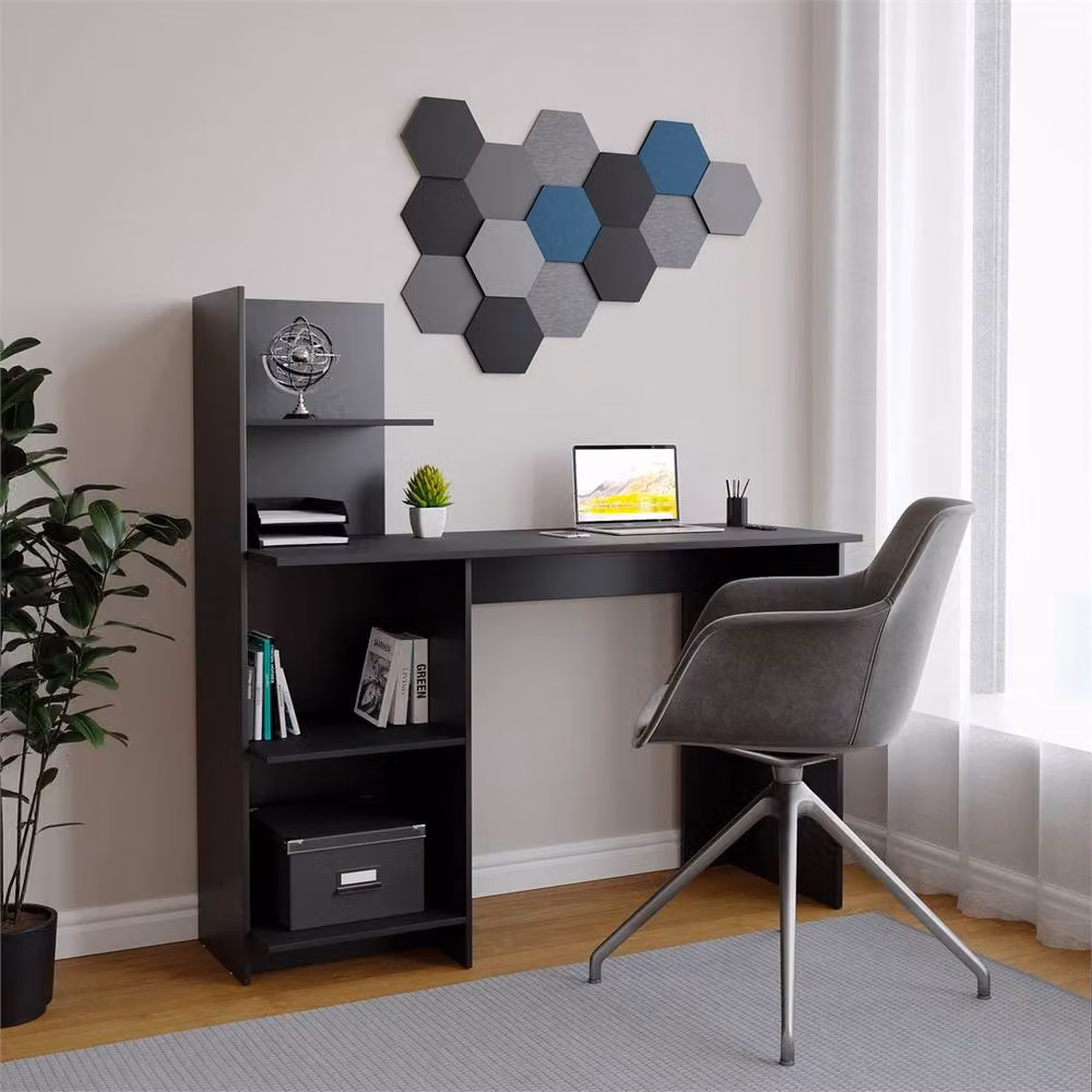 Nordara Black-Franco Modern 4-Tier Computer Desk in Black – 3