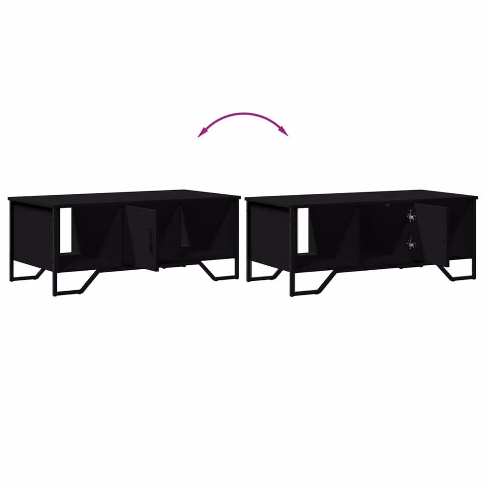 Berkfield Home Modern Black Rectangular Coffee Table in Engineered Wood, W: 100 cm, D: 51 cm, H: 40 cm – 6