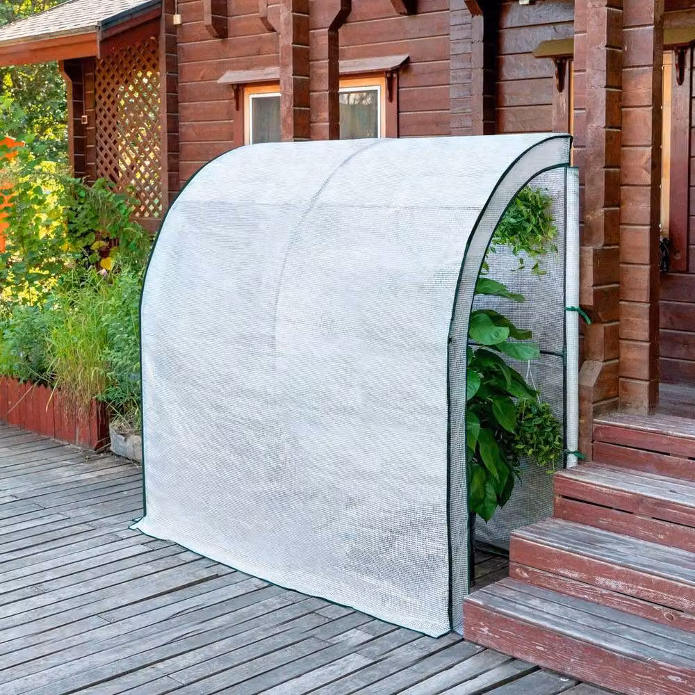 NESTLUNE White Lean-to Walk-in Greenhouse with 2 Zipped Roll-up Doors, W: 200 cm, D: 100 cm, H: 210 cm – 2