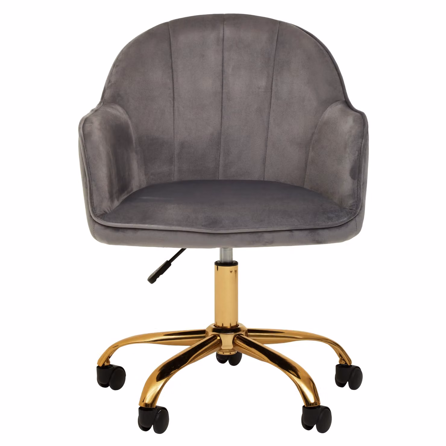 Interiors by Premier Orsina Ergonomic Home Office Chair in Grey Velvet with Gold Metal Base – 2