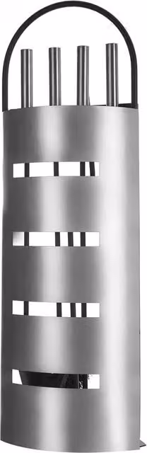 LIVIVO 5 Piece Heavy Duty Steel Fireplace Tools Set with Stand in Silver and Black, H 66.0 cm x W 23.0 cm x D 15.0 cm
