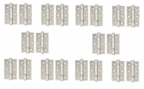 Golden Grace Ball Bearing Timber Door Hinges in Silver Nickel Plated, 10 Pairs