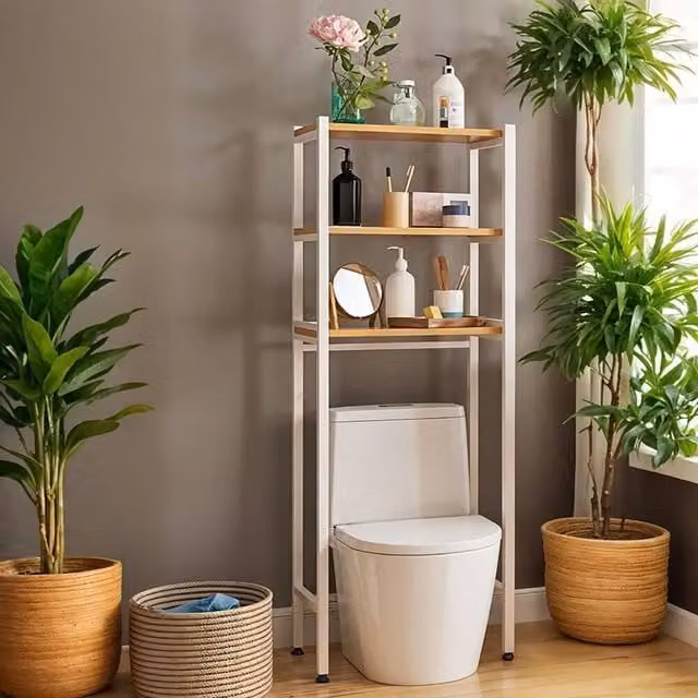 EONLION White Metal Over The Toilet Bathroom Organizer and Freestanding Toilet Rack