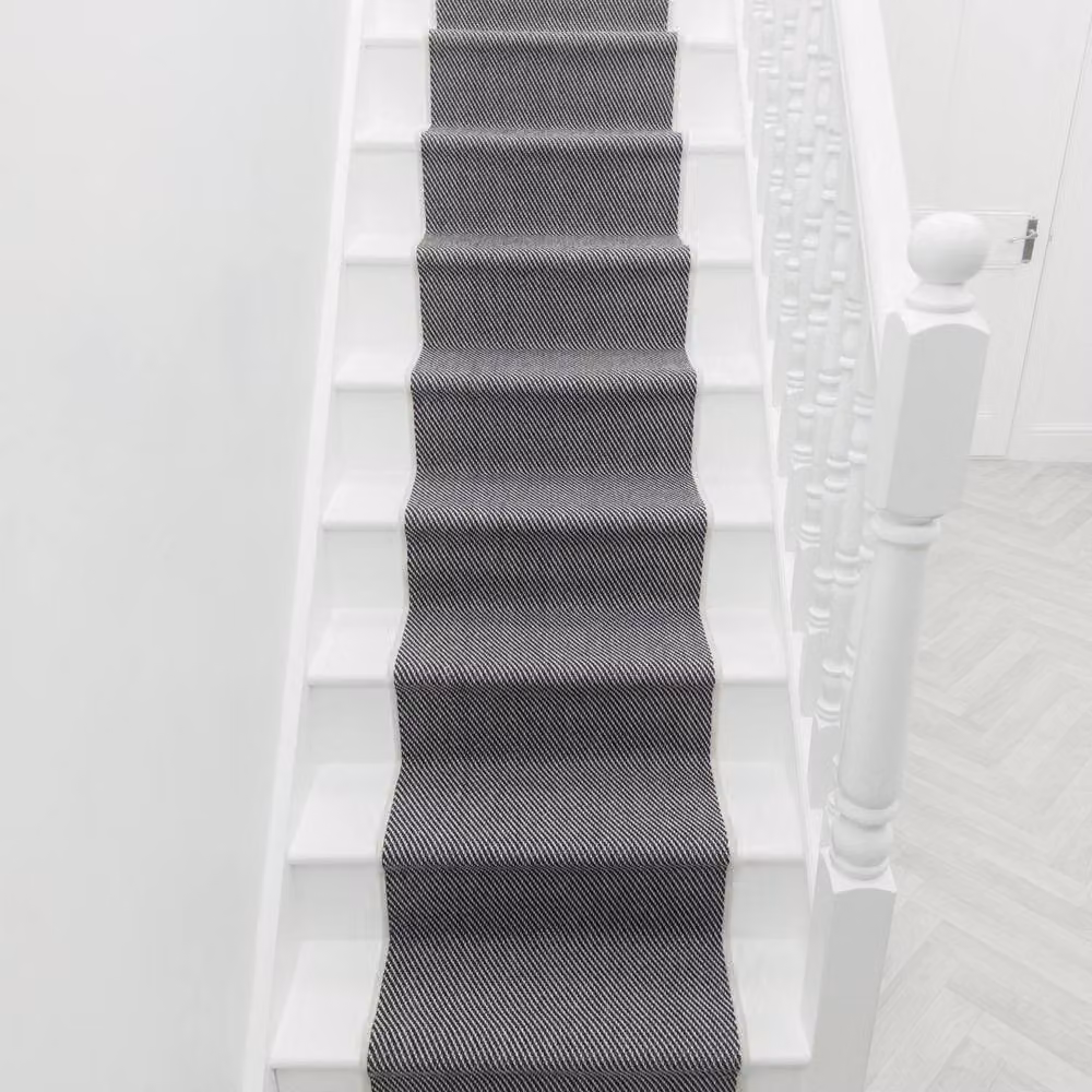 runrug Coastal Reversible and Durable Stair Runner Carpet, Black, W: 60 cm, L: 720 cm – 2