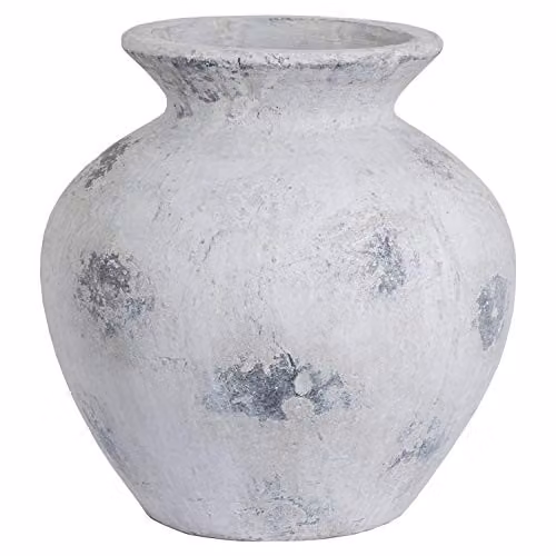 Hill 1975 Downton Large Antique White Ceramic and Stone Tabletop Vase, H 41.0 cm x W 39.0 cm x D 39.0 cm – 1