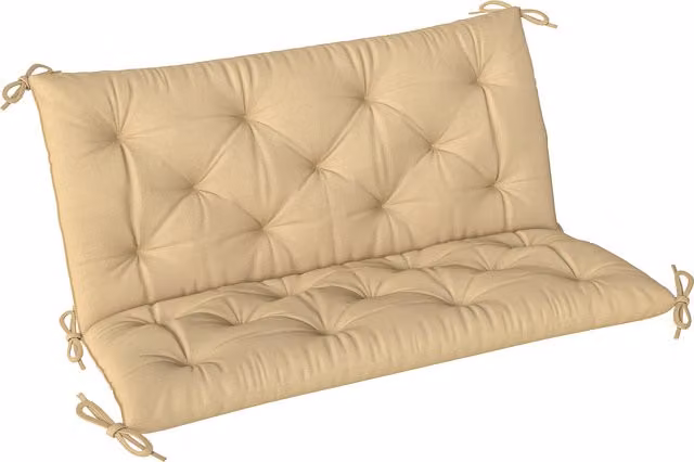 Outsunny Two-Seater Rectangular Bench Cushion in Beige with Water-Repellent Polyester and Cotton Ties