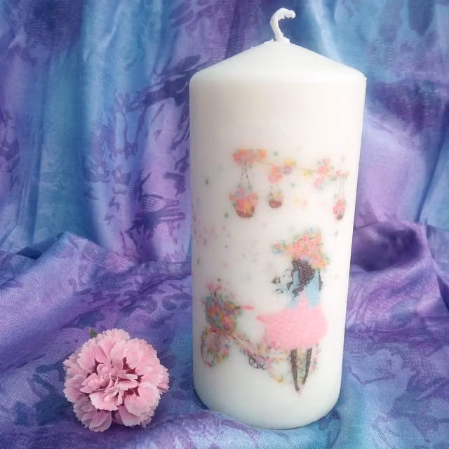 Viki Flower Girl Pillar Candle in White