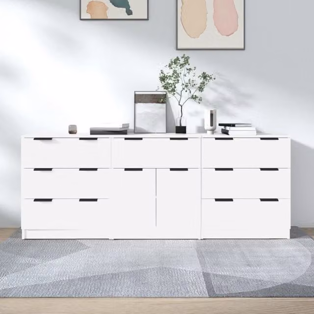 Berkfield Home 3 Piece Sideboard Set in White Matt MDF