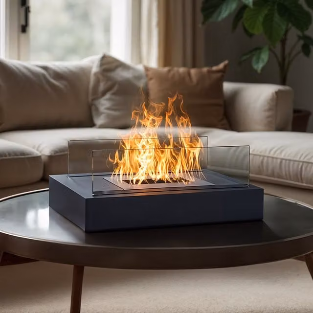 Lifeideas Rectangular Tabletop Ethanol Fireplace in Black