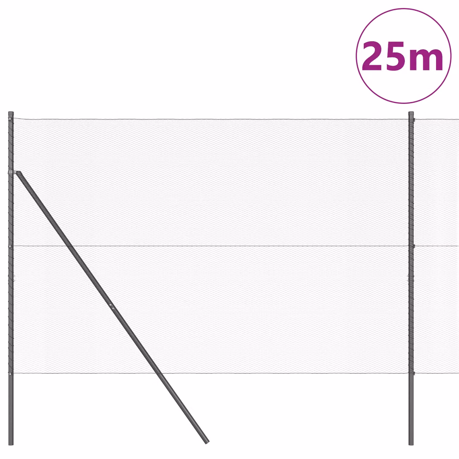 Berkfield Home Grey Steel Hexagon Fence, 1.6 x 25 m – 3