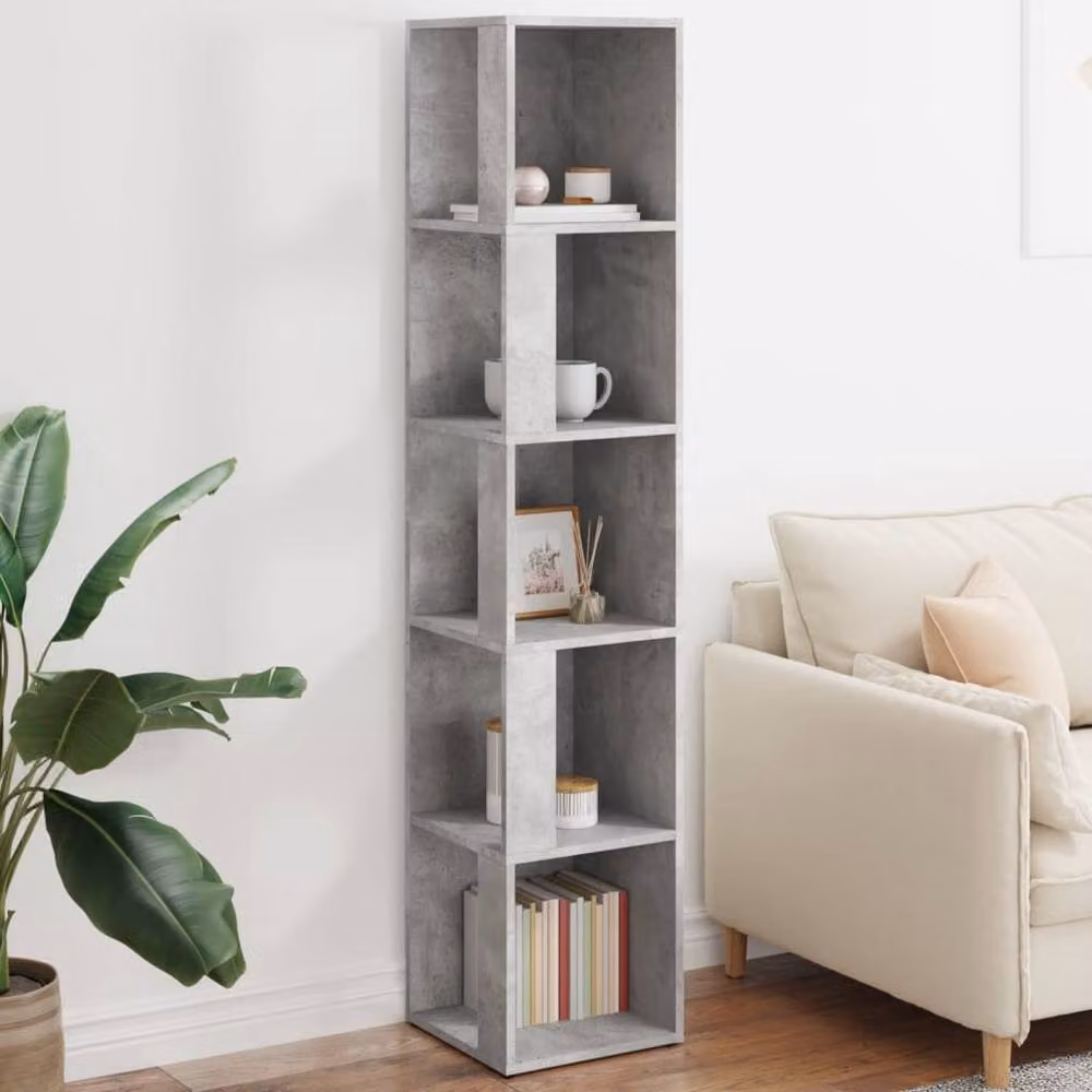 Berkfield Home Corner Cabinet in Concrete Grey, W/D/H: 33 x 33 x 164.5 cm – 2