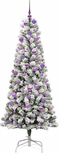 Berkfield Home Realistic Artificial Hinged Christmas Tree in Green and White, Height: 180 cm – 1