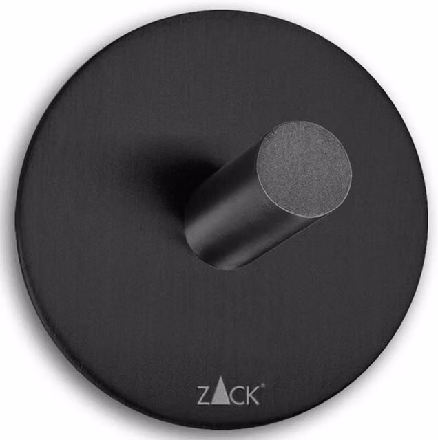 Zack Duplo Adhesive Stainless Steel Circular Towel Hook, Black – 1