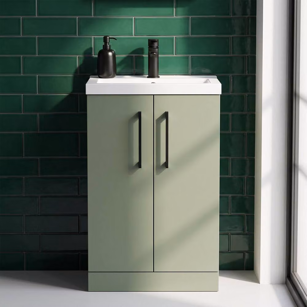 Balterley Modern Freestanding Bathroom Vanity Unit with Basin in Matt Green, W/D/H: 51 x 36 x 84 cm – 3