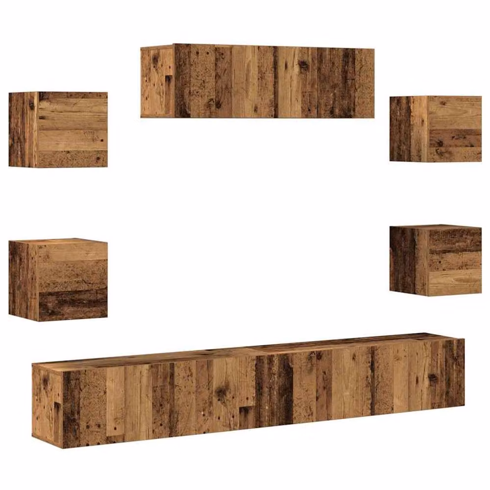 Berkfield Home Classic 7 Piece Wall-Mounted TV Cabinet Set in Brown Engineered Wood – 2