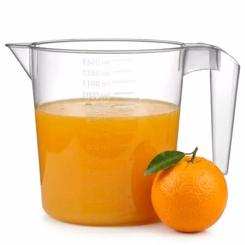 Orsina Transparent Plastic Measuring Jug with 1300ml Capacity and Printed Scale