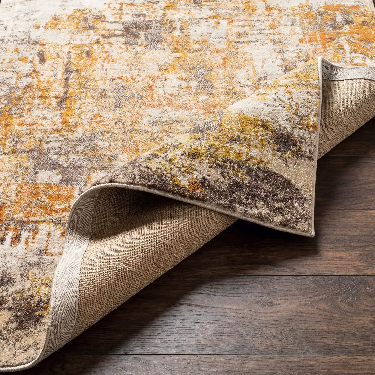 Livabliss Ankara Abstract Modern Marble Rug in Grey, Yellow and Orange, W: 140 cm, L: 200 cm – 2